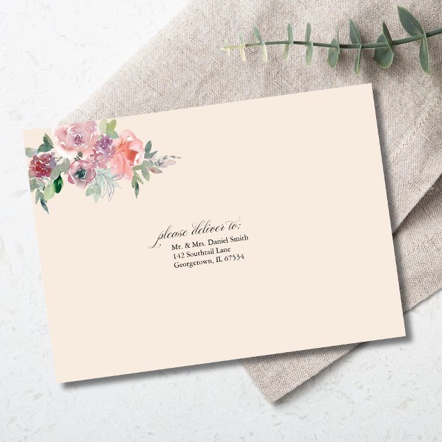Personalised Elegant Watercolor Floral Wedding Envelope (Creator Uploaded)