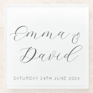 Personalised Elegant Wedding Glass Coaster