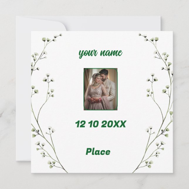 Personalised Elegant Wedding Invitation  (Front)