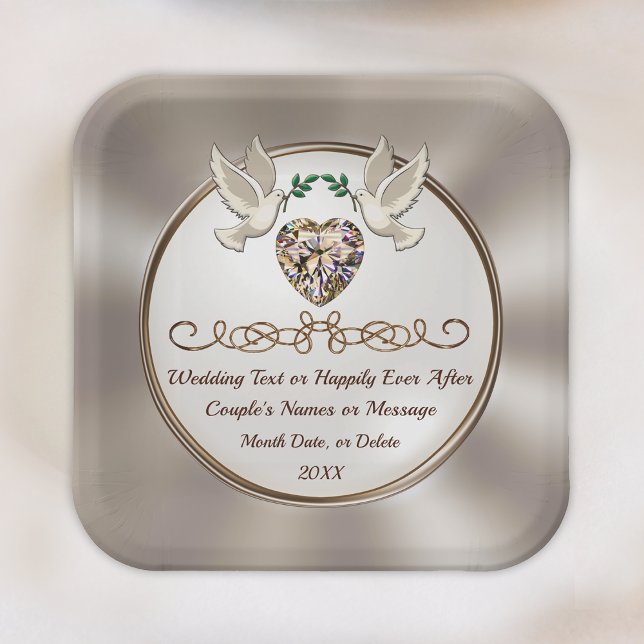 Personalised, Elegant Wedding Paper Plates, Custom Plate (Creator Uploaded)