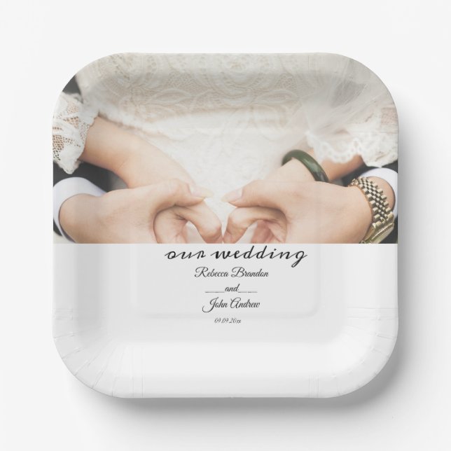 Personalised Elegant Wedding Party Paper Plate (Front)