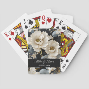Personalised Elegant White Floral Playing Cards