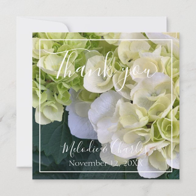 Personalised Elegant White Hydrangea Thank you Card (Front)