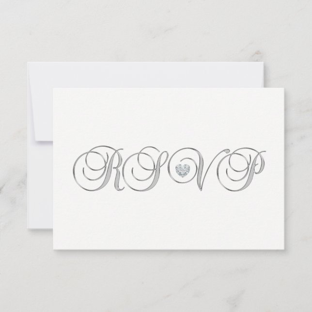 Personalised Elegant White Silver RSVP Wedding Invitation (Front)