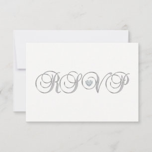 Personalised Elegant White Silver RSVP Wedding Invitation