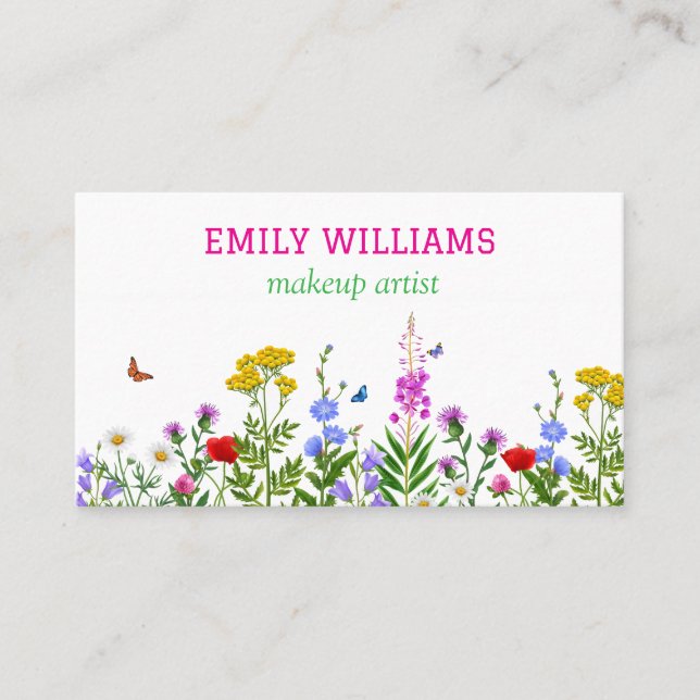Personalised Elegant Wildflower Floral  Business Card (Front)