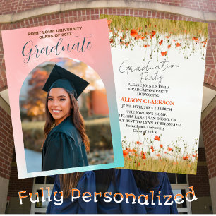 Personalised Elegant Wildflower Graduation Party Invitation