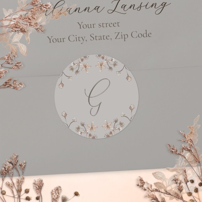 Personalised Elegant Wildflower Wedding Envelope Classic Round Sticker (Creator Uploaded)