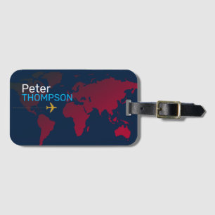 personalised elegant world map travel luggage tag