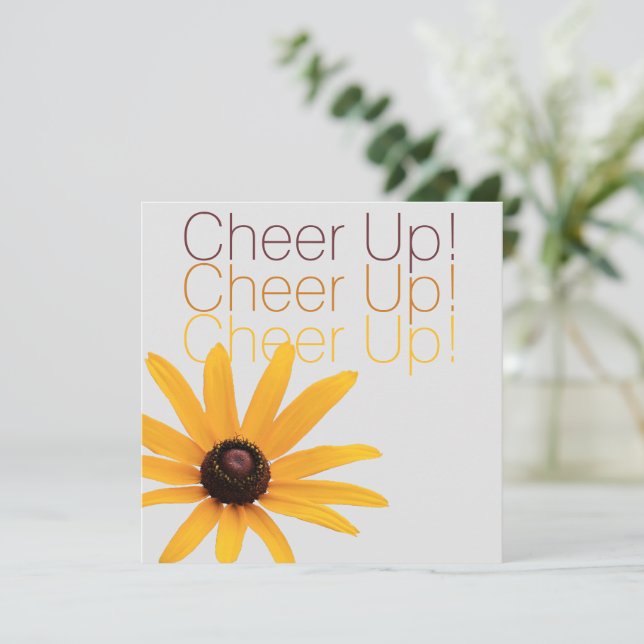 Personalised Elegant Yellow Flower Brown Cheer Up (Standing Front)