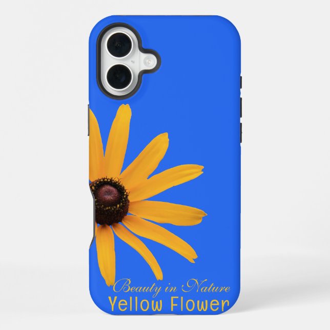 Personalised Elegant Yellow Flower on Royal Blue iPhone Case (Back)