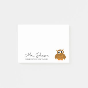 Personalised elementary school teacher cute owl post-it notes