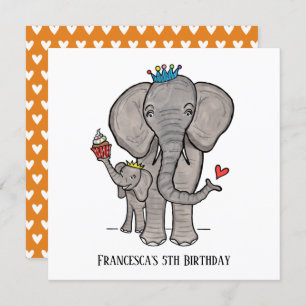 Personalised Elephant and Baby Birthday Invitation