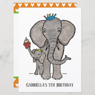 Personalised Elephant and Baby Birthday Invitation