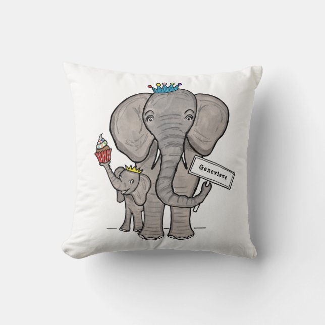 Personalised Elephant and Baby Cushion (Front)
