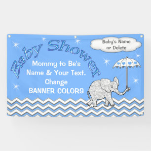 Personalised Elephant Baby Shower Banner for Boys