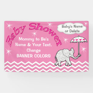 Personalised Elephant Baby Shower Banner for Girls