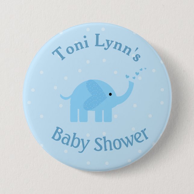 Personalised Elephant Baby Shower Button (Front)