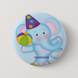 Personalised Elephant Birthday Button