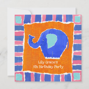 Personalised Elephant Birthday Invitation