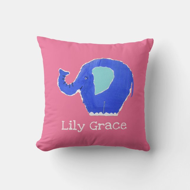 Personalised Elephant Cushion Pillow (Front)