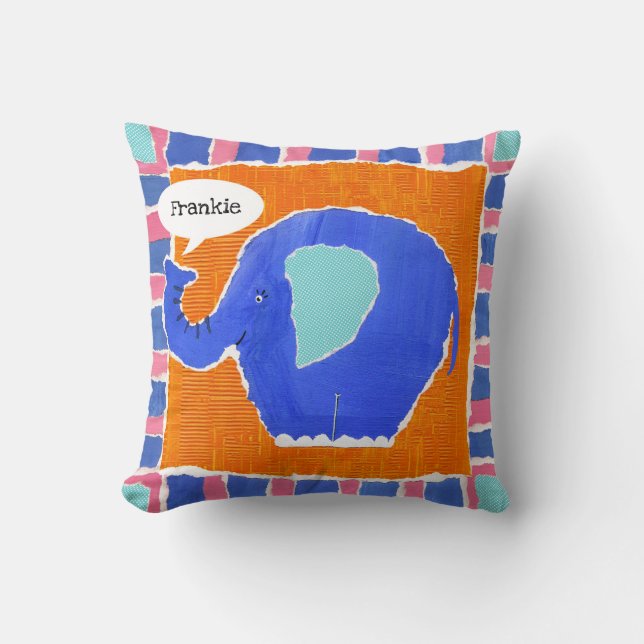 Personalised Elephant Cushion Pillow (Front)