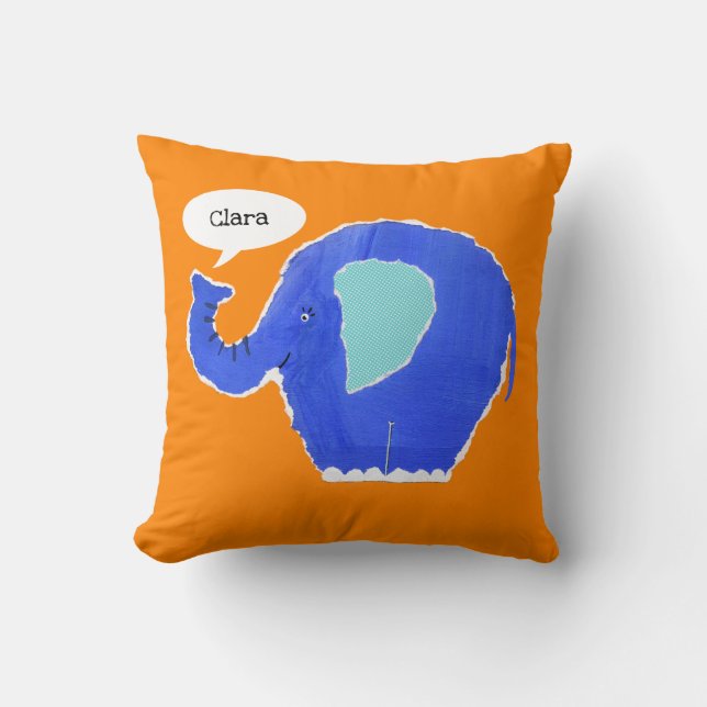 Personalised Elephant Cushion Pillow (Front)