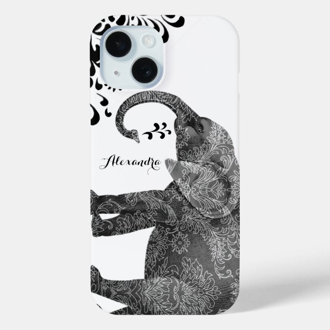 Personalised Elephant Damask iPhone 6 case (Back)