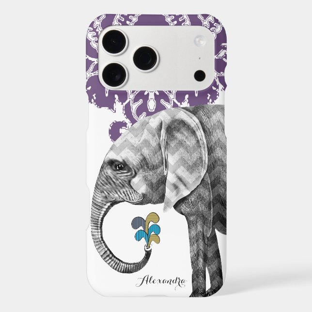 Personalised Elephant Damask iPhone 7 case (Back)