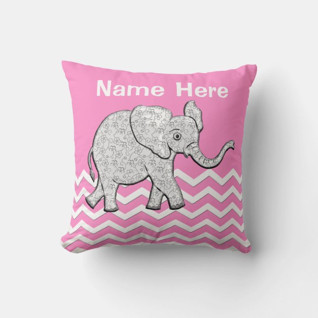 Personalised Elephant Gifts for Baby Girls Pillow (Front)