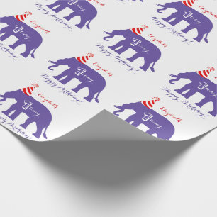 Personalised elephant Happy 1st Birthday Wrapping Paper