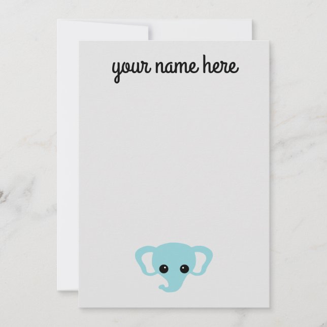 Personalised Elephant Kids Stationery Notecards (Front)