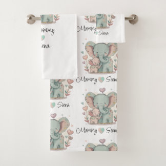 Personalised Elephant Love Towel Set