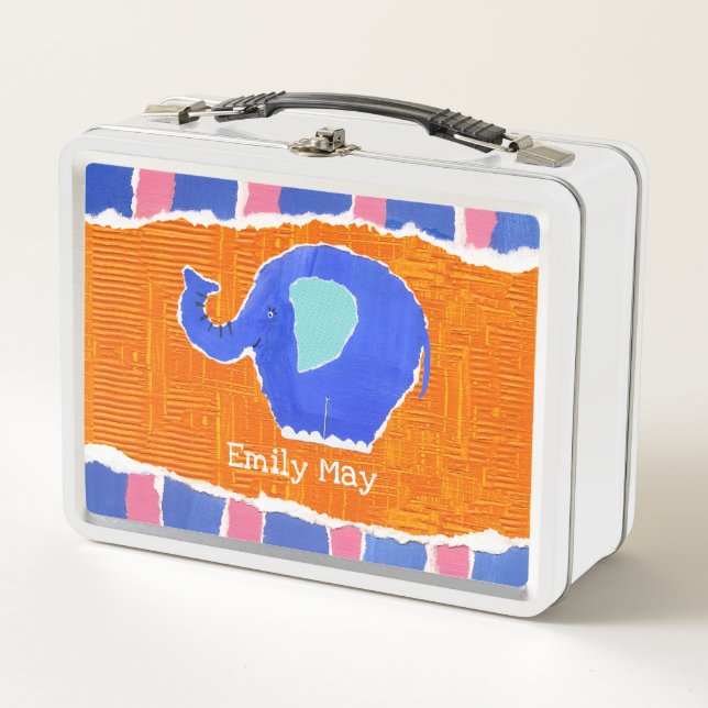 Personalised Elephant Metal Lunch Box (Front)