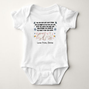 Personalised Elephant Mum, love from Custom Name   Baby Bodysuit