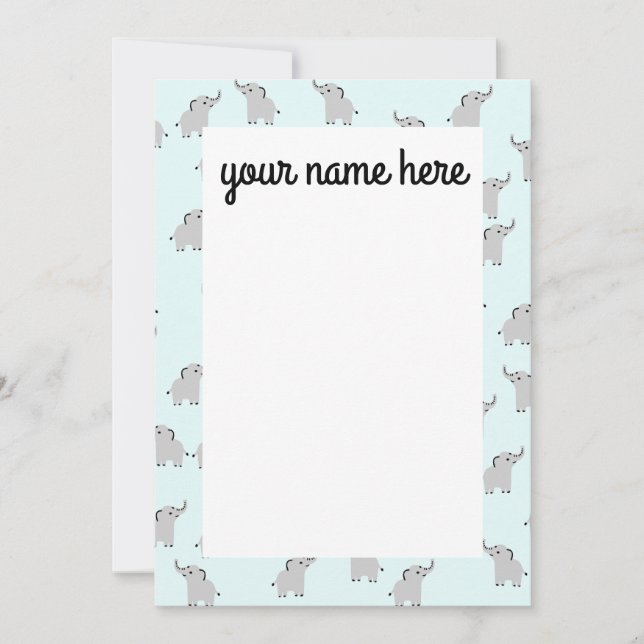 Personalised Elephant Notecards (Front)