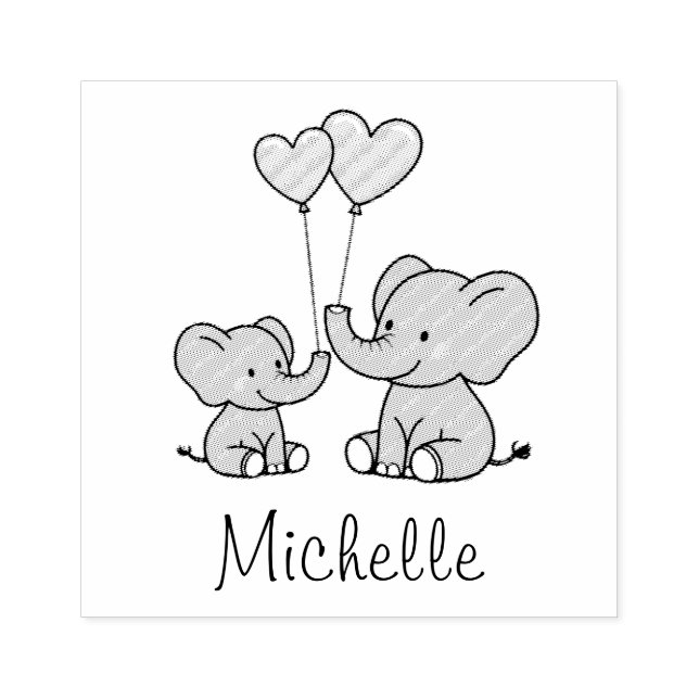Personalised Elephant Silhouette Rubber Stamp (Imprint)