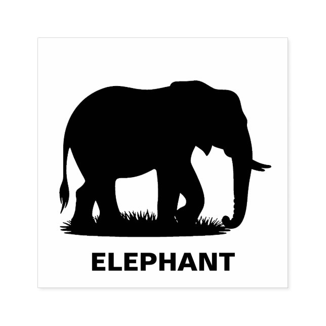 Personalised Elephant Silhouette Rubber Stamp (Imprint)