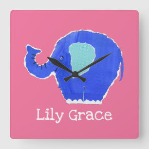 Personalised Elephant Square Wall Clock