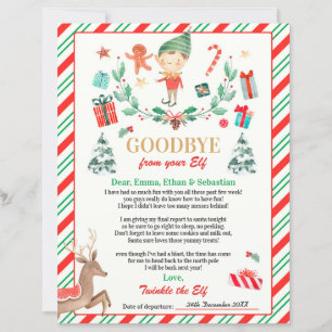 Personalised Elf Goodbye Letter Elf Holiday Card