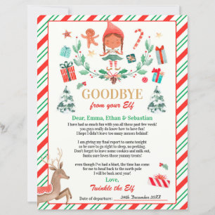 Personalised Elf Goodbye Letter Elf Holiday Card