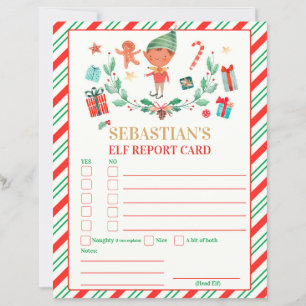 Personalised Elf Report Card Elf Holiday Card