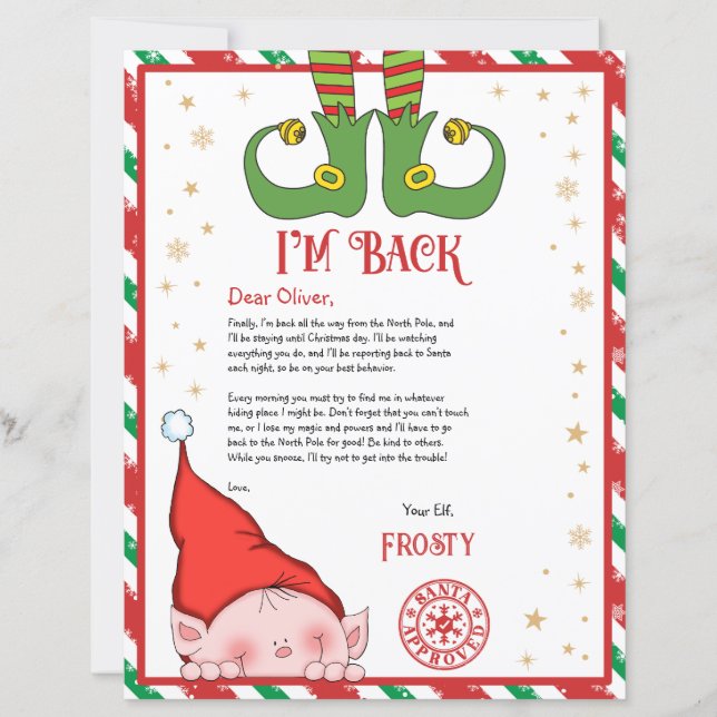 Personalised Elf Return Letter from North Pole (Front)