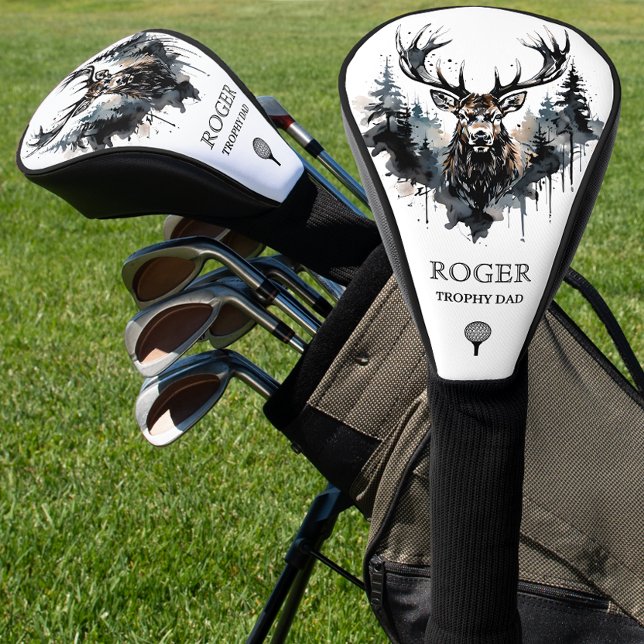 Personalised Elk Hunting Trophy Dad Golf Head Cover (Creator Uploaded)