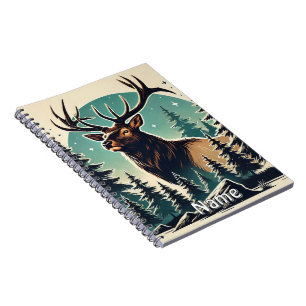 Personalised Elk in Forest with Starry Night Sky Notebook