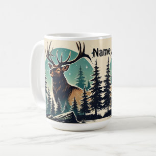 Personalised Elk Starry Night Forest Wildlife Coffee Mug