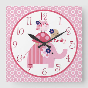 Personalised Ellie/Ella Elephant Stacked Clock