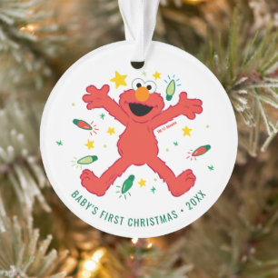 Personalised Elmo Christmas   Name & Photo Ornament