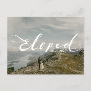 Personalised Elopement White Announcement Postcard