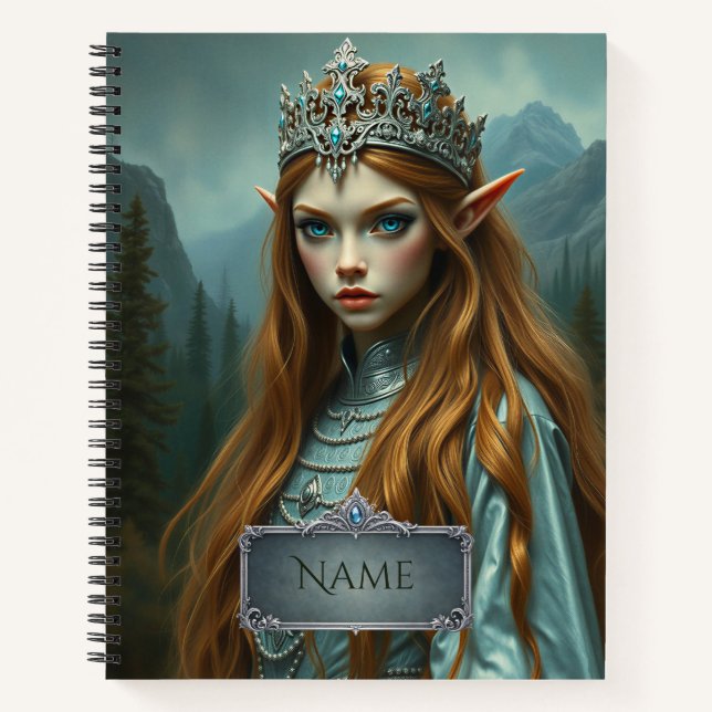 Personalised Elven Queen Notebook with Custom Name (Front)